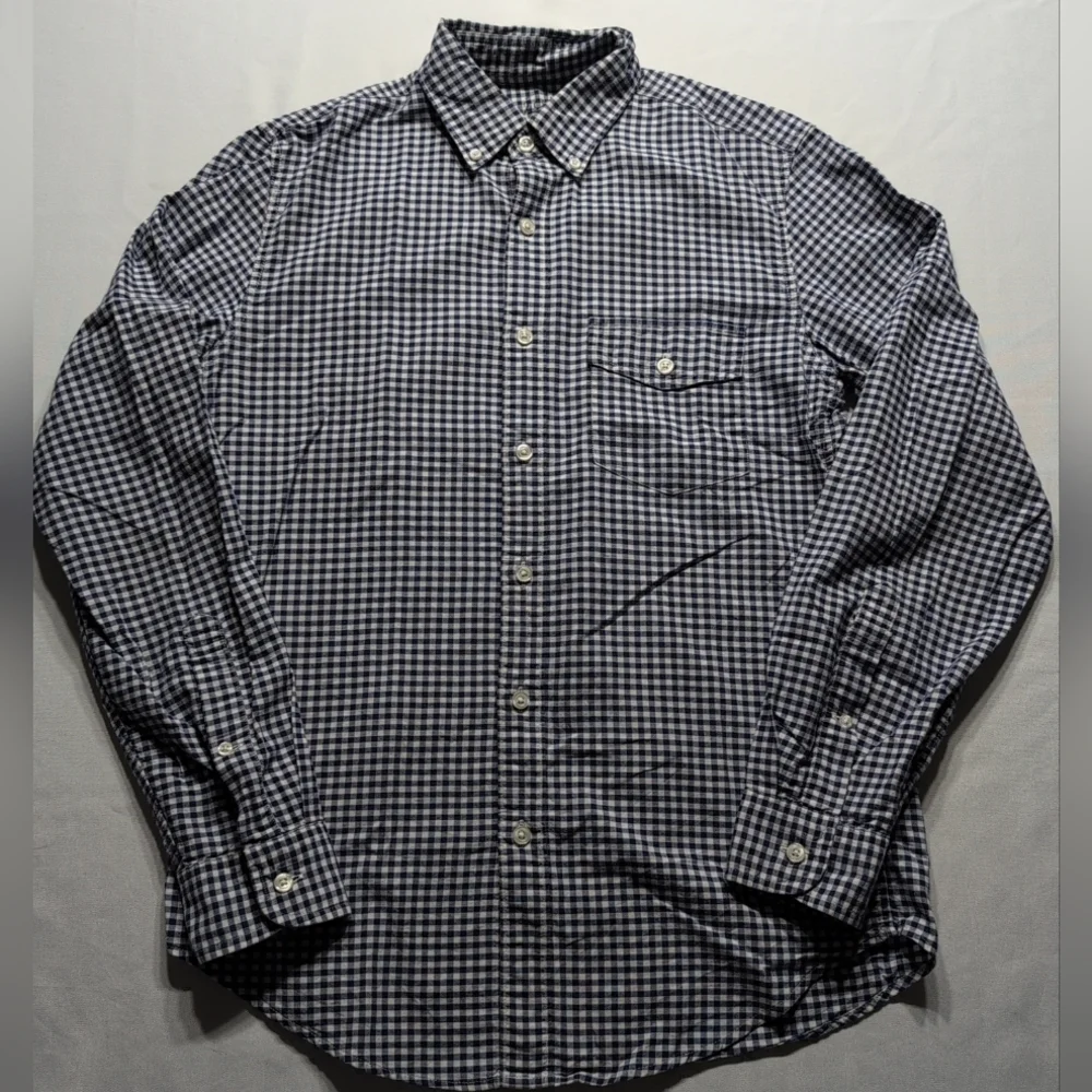 J. Crew Blue and White Casual Button Down Shirt with Gingham Pattern - Picture 1 of 7